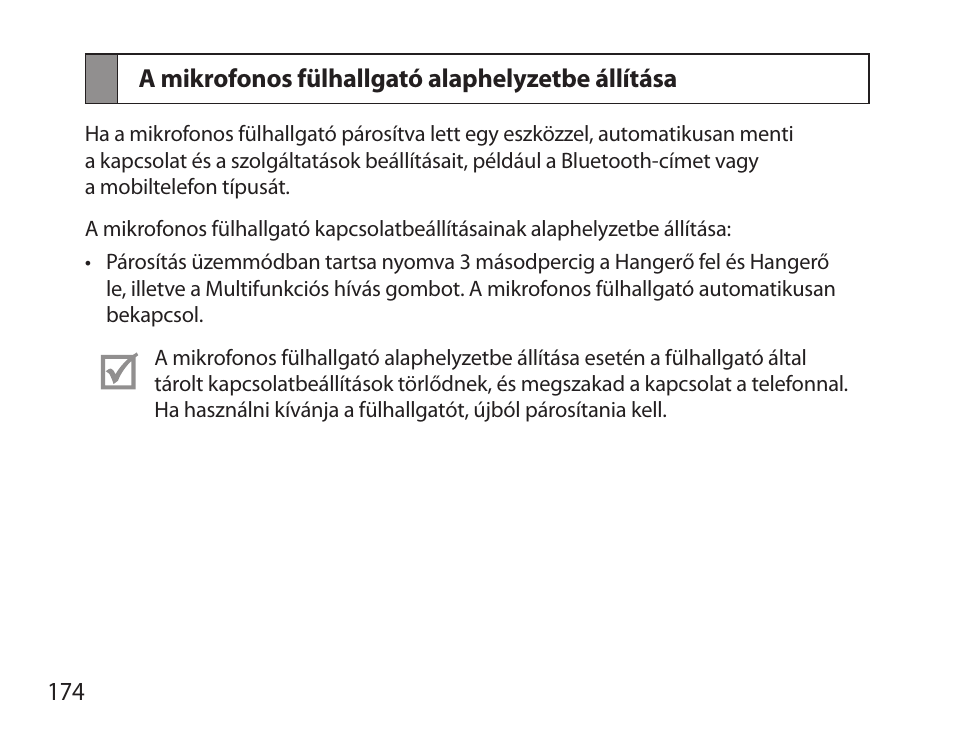 A mikrofonos fülhallgató alaphelyzetbe állítása | Samsung HM6000 User Manual | Page 176 / 183