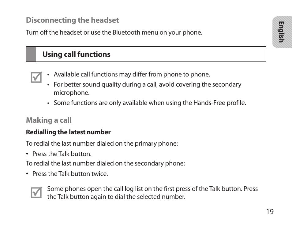 Using call functions | Samsung HM6000 User Manual | Page 21 / 183