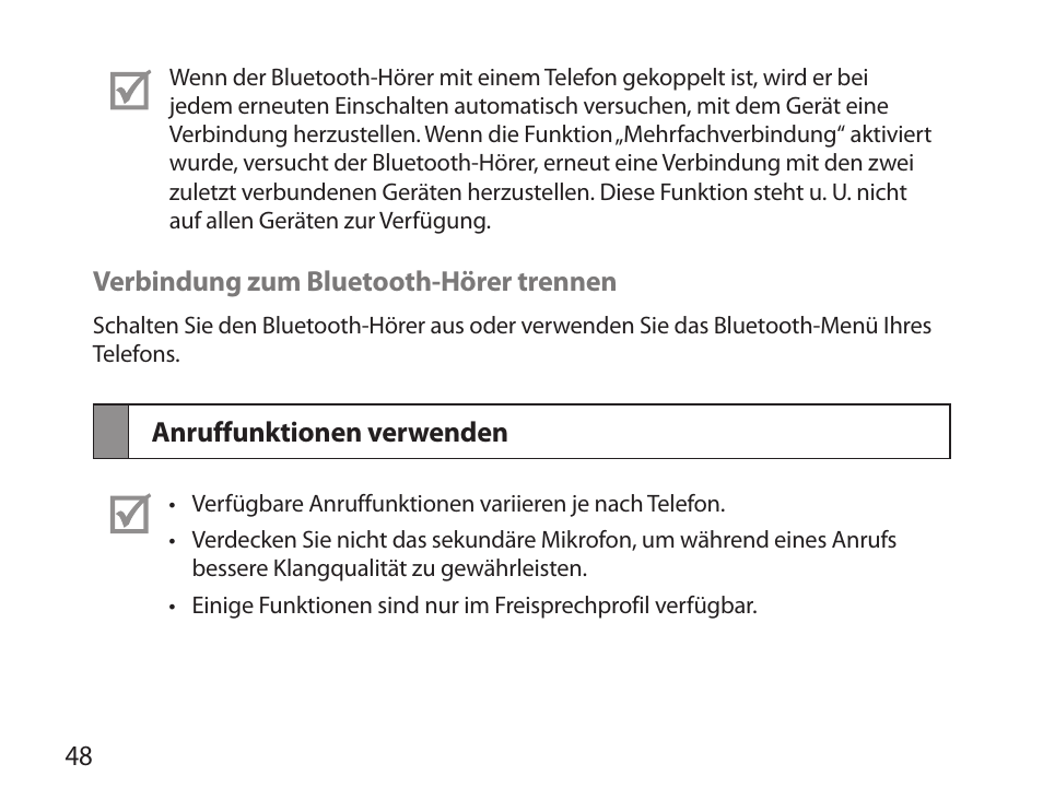 Anruffunktionen verwenden | Samsung HM6000 User Manual | Page 50 / 183