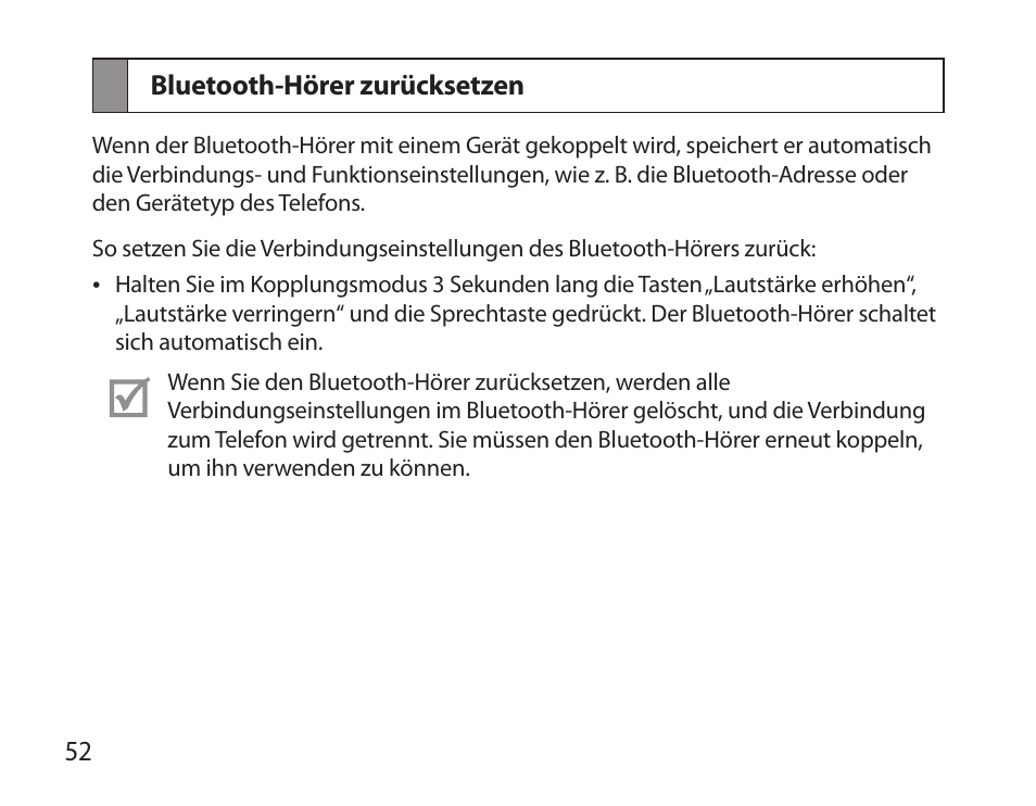 Bluetooth-hörer zurücksetzen | Samsung HM6000 User Manual | Page 54 / 183