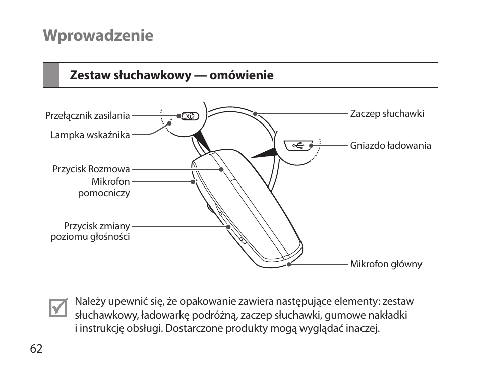 Wprowadzenie, Zestaw słuchawkowy — omówienie | Samsung HM6000 User Manual | Page 64 / 183