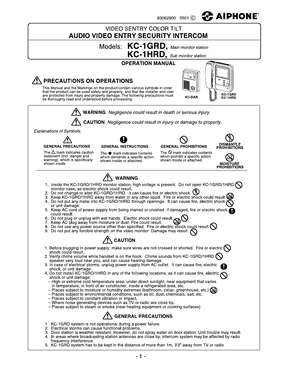 Aiphone Kc-1hrd User Manual | 4 pages