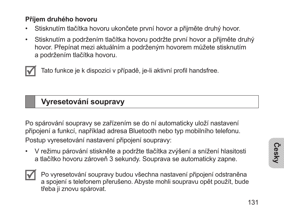 Vyresetování soupravy | Samsung HM1700 User Manual | Page 133 / 169