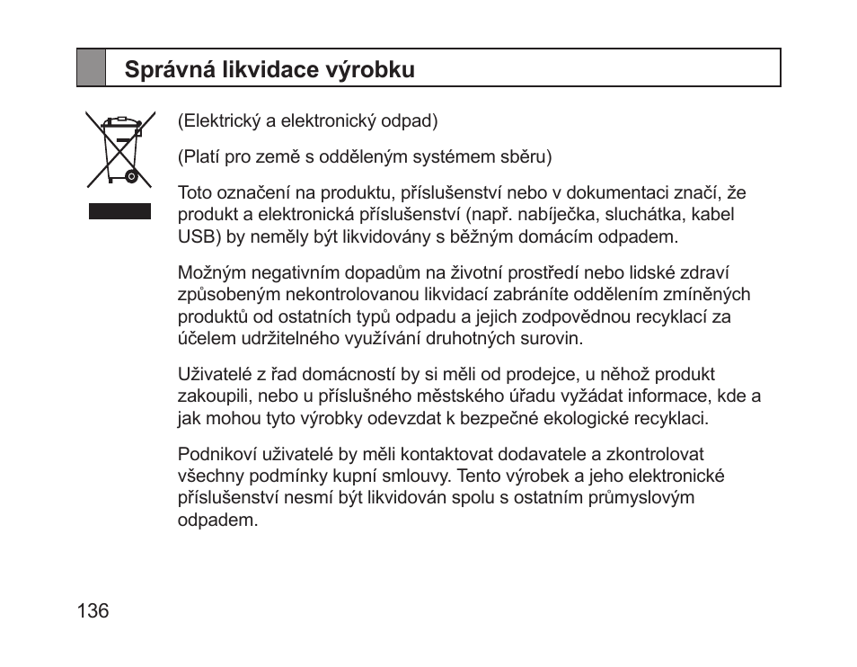 Správná likvidace výrobku | Samsung HM1700 User Manual | Page 138 / 169