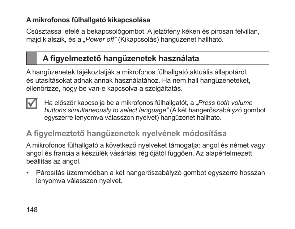 A figyelmeztető hangüzenetek használata | Samsung HM1700 User Manual | Page 150 / 169