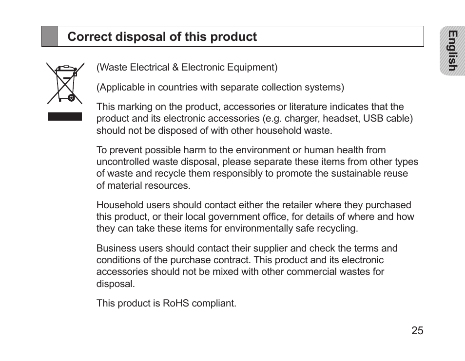 Correct disposal of this product | Samsung HM1700 User Manual | Page 27 / 169