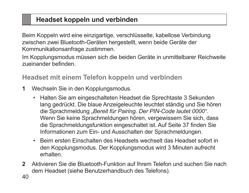 Headset koppeln und verbinden | Samsung HM1700 User Manual | Page 42 / 169