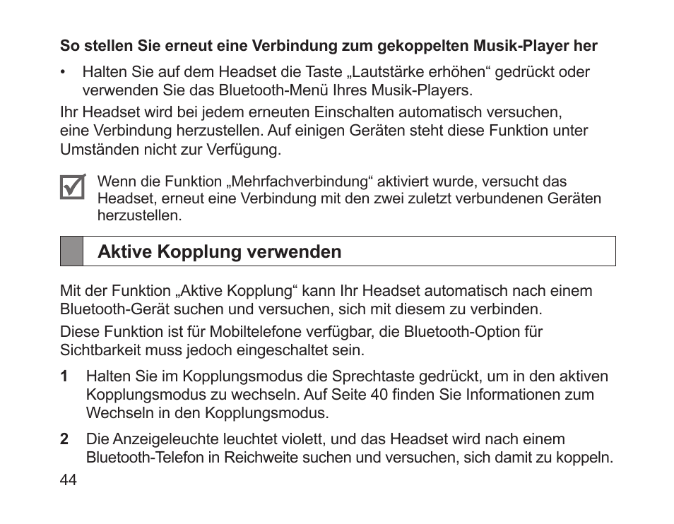 Aktive kopplung verwenden | Samsung HM1700 User Manual | Page 46 / 169