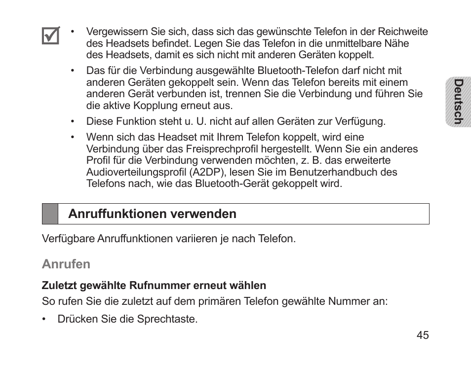 Anruffunktionen verwenden | Samsung HM1700 User Manual | Page 47 / 169