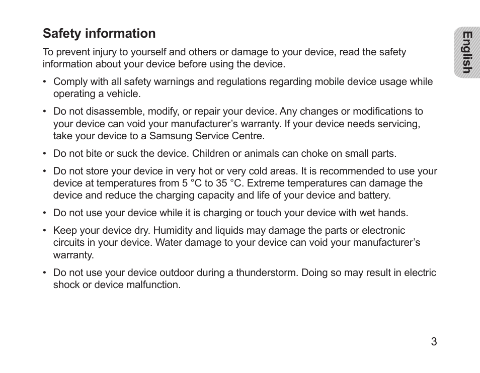 Safety information | Samsung HM1700 User Manual | Page 5 / 169