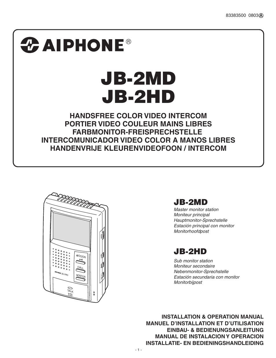 Aiphone JB-2MD User Manual | 16 pages