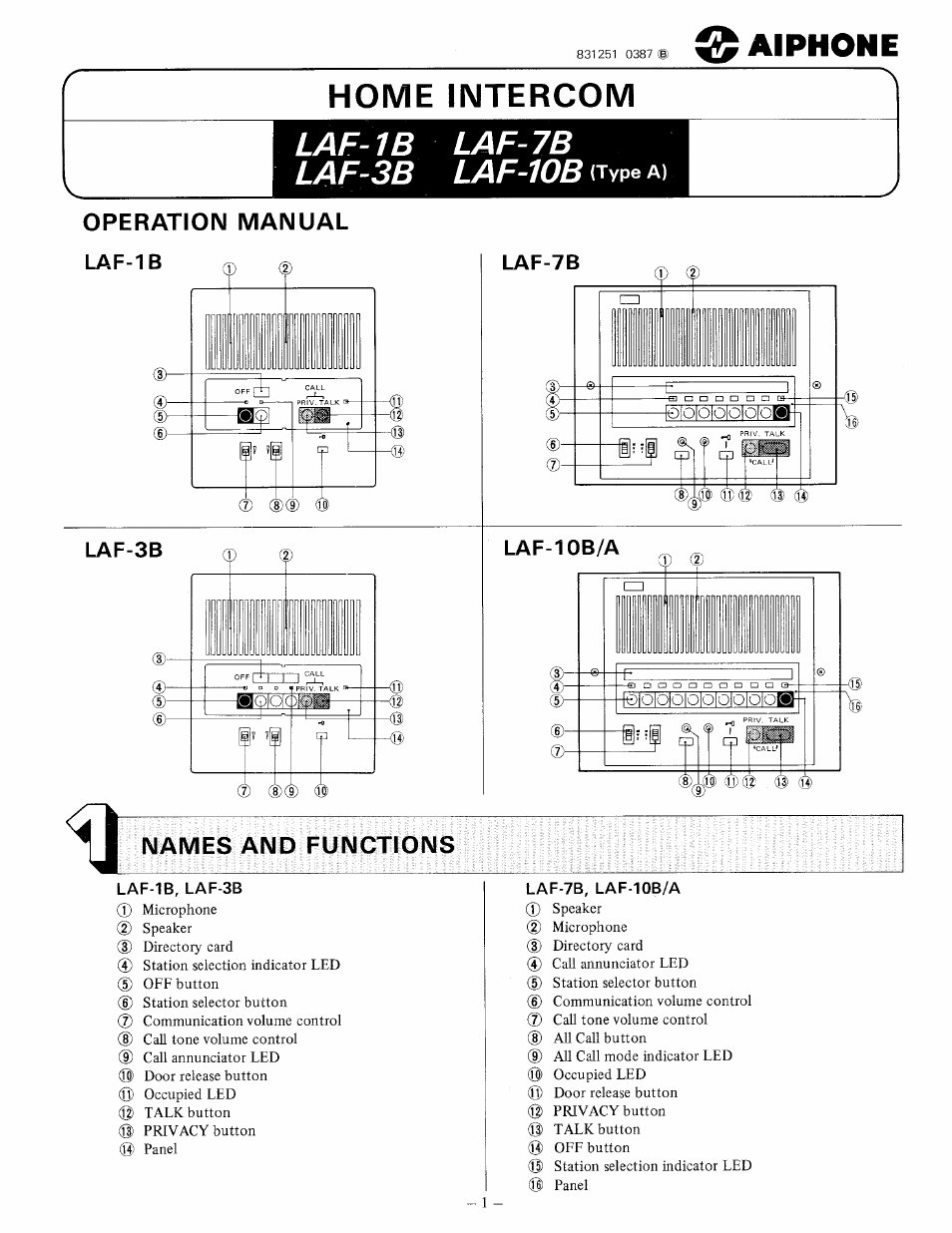 Aiphone LAF-10B User Manual | 4 pages