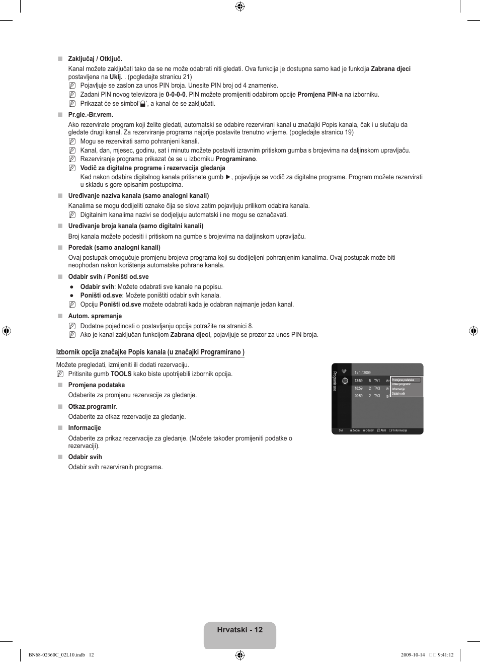 Hrvatski - 12 | Samsung LE26B450C4W User Manual | Page 172 / 326