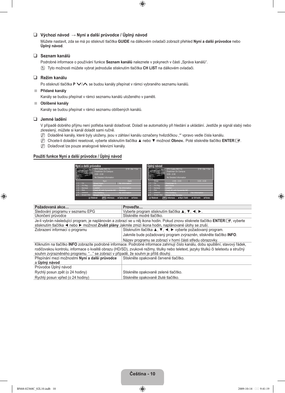 Seznam kanálů, Režim kanálu, Jemné ladění | Použití funkce nyní a další průvodce / úplný návod | Samsung LE26B450C4W User Manual | Page 202 / 326