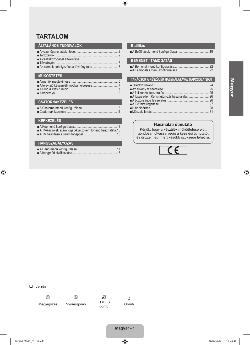Tartalom, Ma gy ar | Samsung LE26B450C4W User Manual | Page 33 / 326