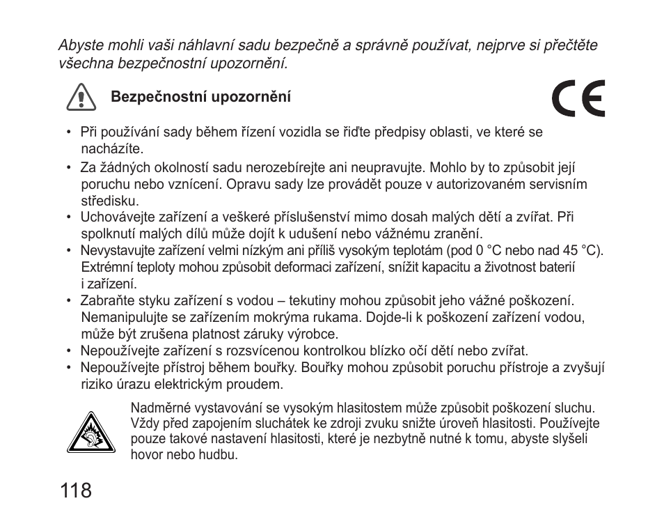 Bezpečnostní upozornění | Samsung HM6450 User Manual | Page 120 / 191