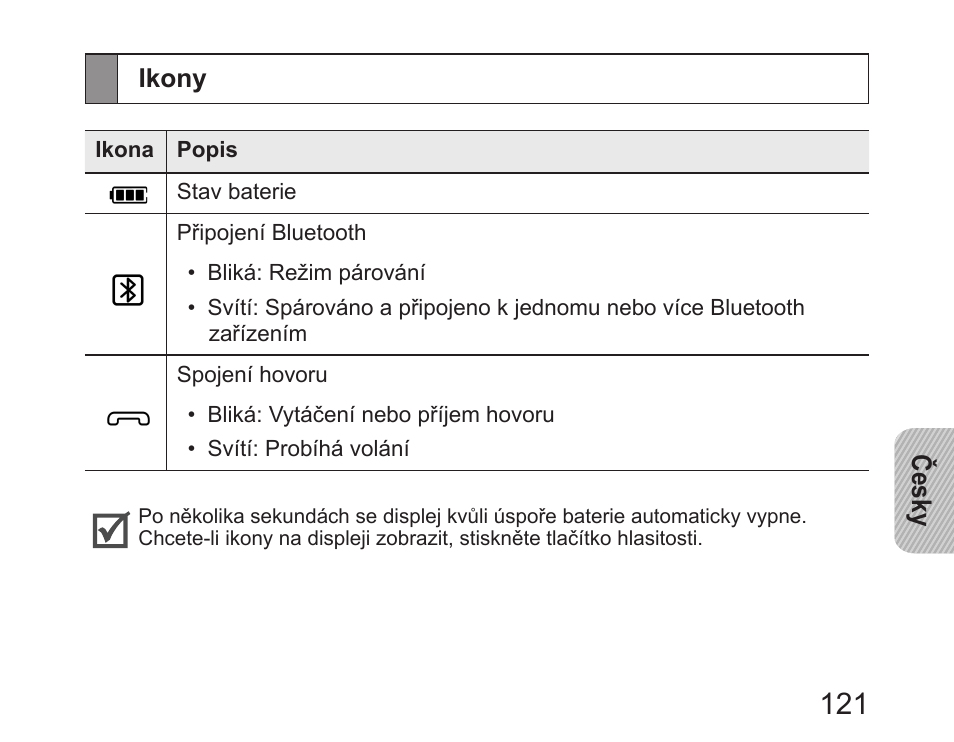 Ikony | Samsung HM6450 User Manual | Page 123 / 191