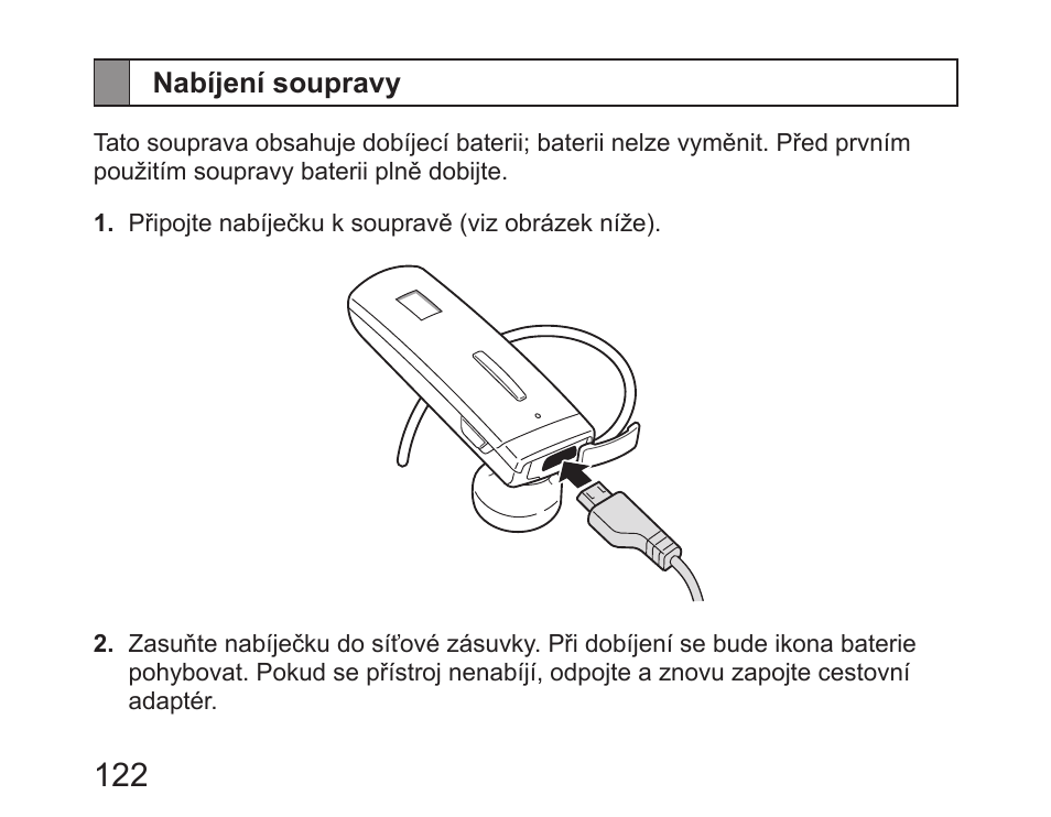Nabíjení soupravy | Samsung HM6450 User Manual | Page 124 / 191