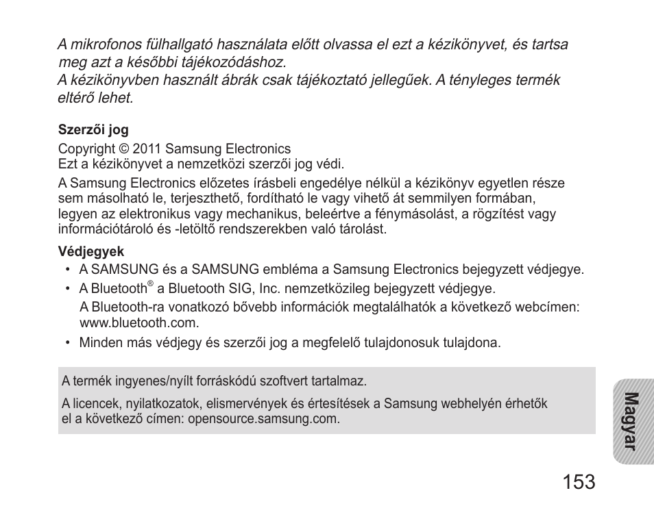 Magyar | Samsung HM6450 User Manual | Page 155 / 191