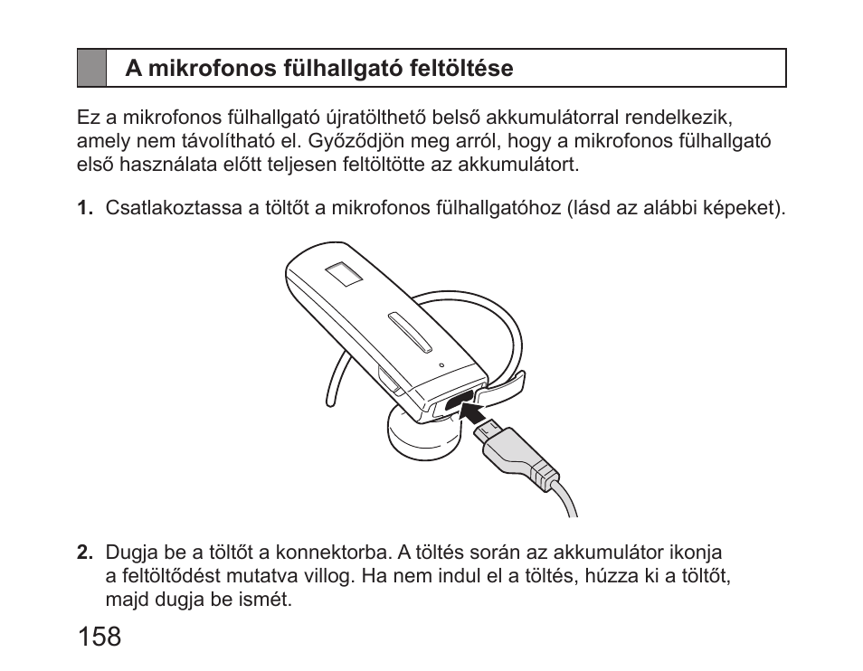 A mikrofonos fülhallgató feltöltése | Samsung HM6450 User Manual | Page 160 / 191