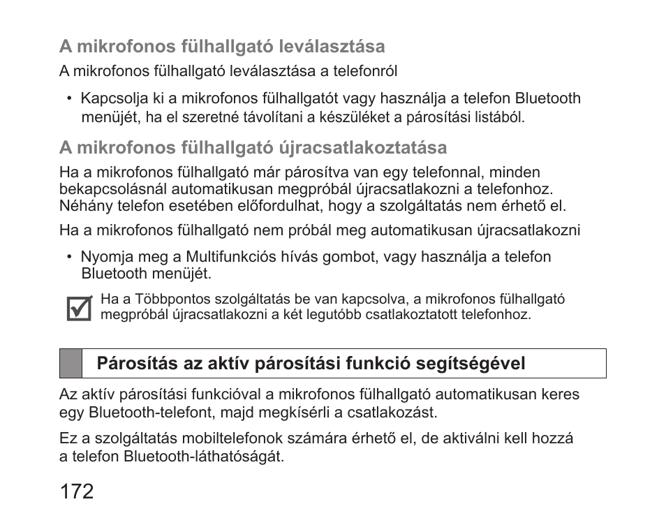 Párosítás az aktív párosítási funkció segítségével | Samsung HM6450 User Manual | Page 174 / 191