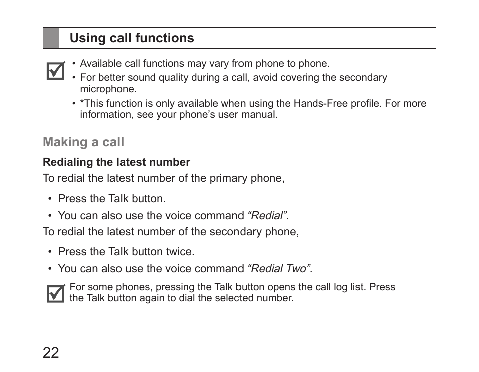 Using call functions | Samsung HM6450 User Manual | Page 24 / 191