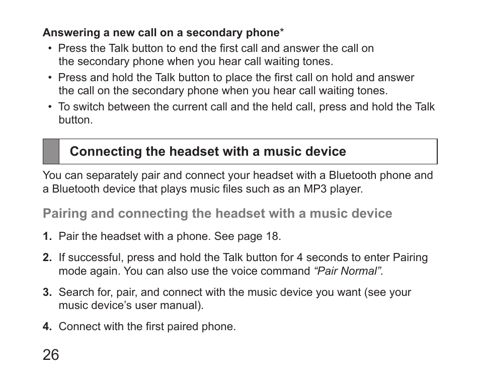 Connecting the headset with a music device | Samsung HM6450 User Manual | Page 28 / 191