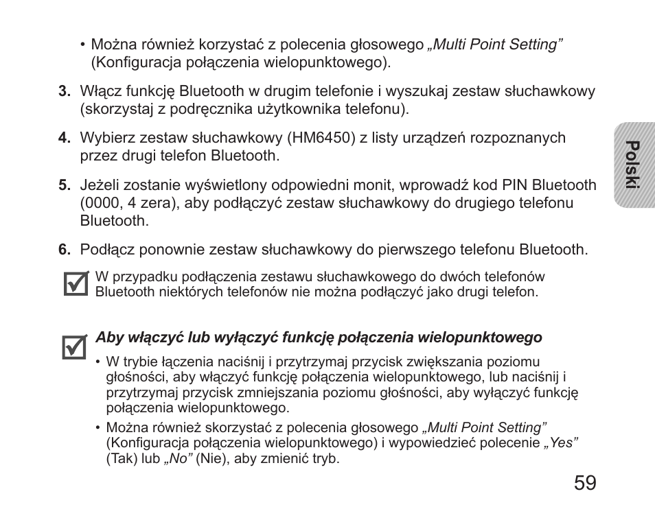 Polski | Samsung HM6450 User Manual | Page 61 / 191