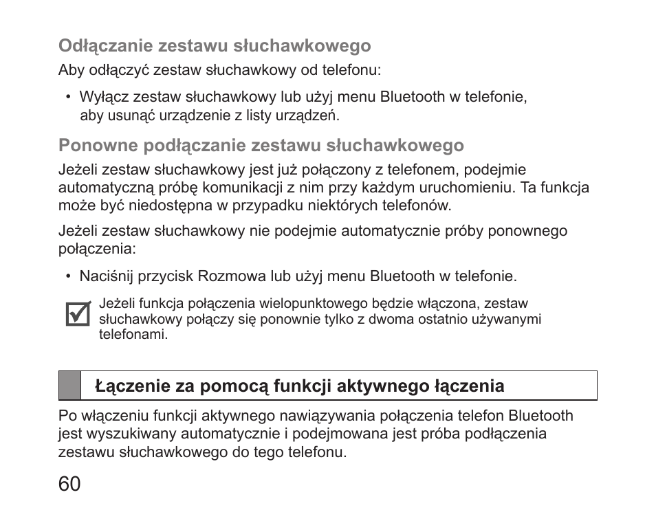 Łączenie za pomocą funkcji aktywnego łączenia | Samsung HM6450 User Manual | Page 62 / 191