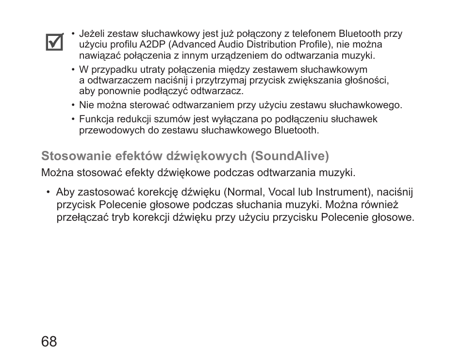 Stosowanie efektów dźwiękowych (soundalive) | Samsung HM6450 User Manual | Page 70 / 191