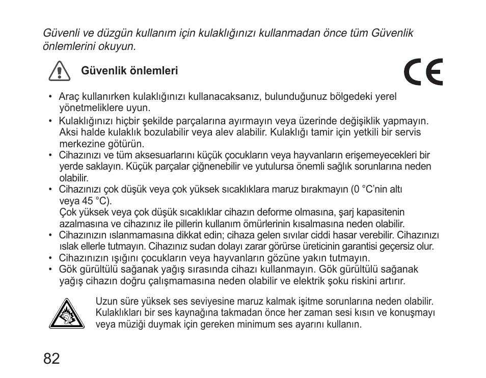 Güvenlik önlemleri | Samsung HM6450 User Manual | Page 84 / 191