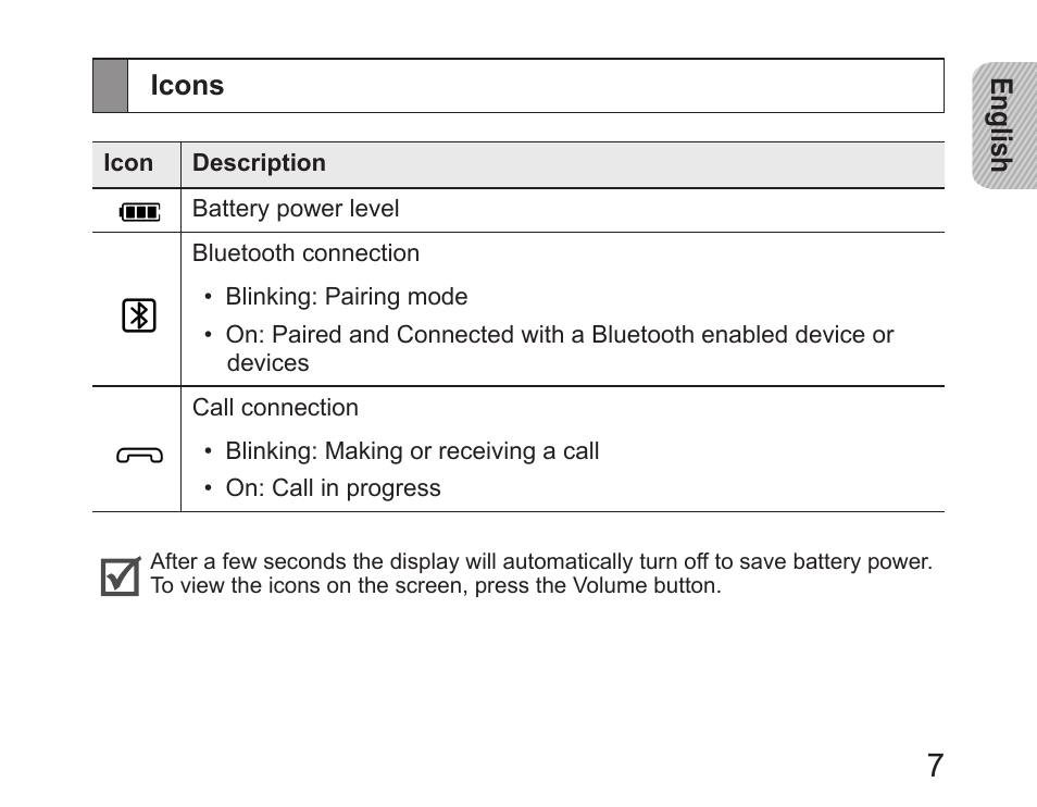 Icons | Samsung HM6450 User Manual | Page 9 / 191