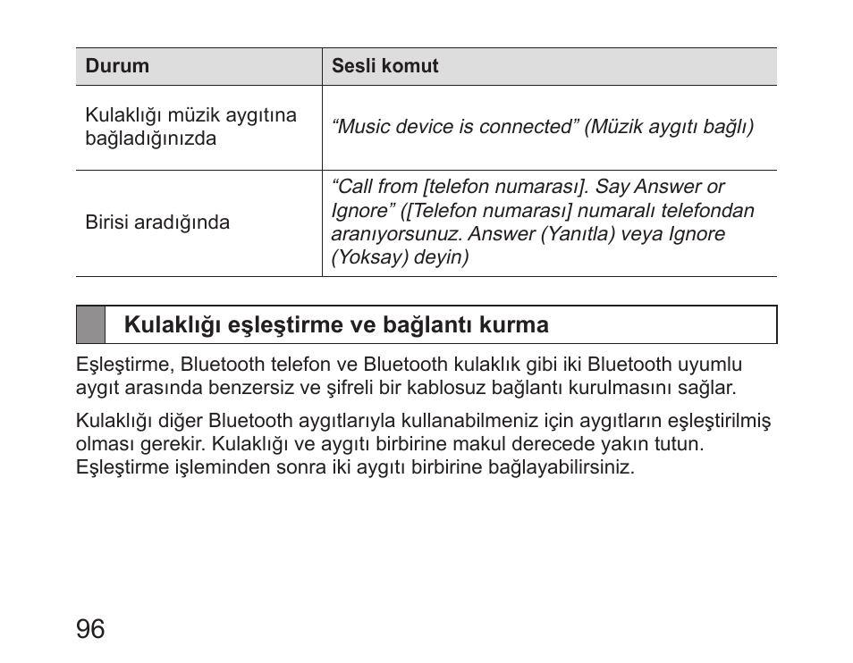 Kulaklığı eşleştirme ve bağlantı kurma | Samsung HM6450 User Manual | Page 98 / 191