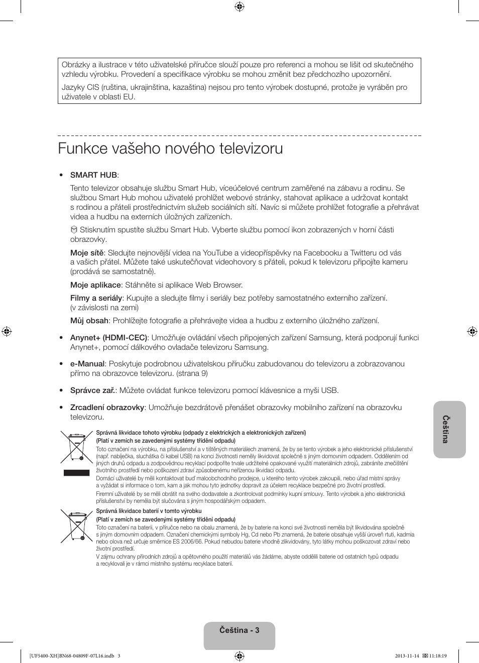 Funkce vašeho nového televizoru | Samsung UE22F5410AW User Manual | Page 111 / 289