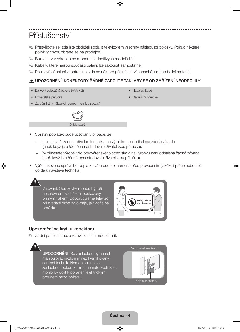 Příslušenství | Samsung UE22F5410AW User Manual | Page 112 / 289