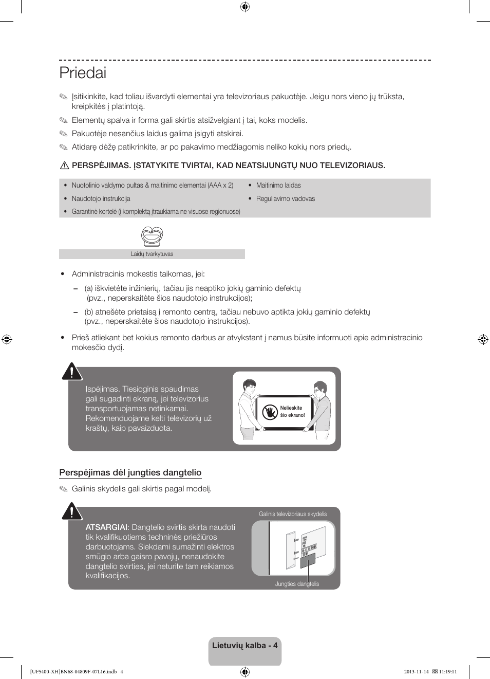 Priedai | Samsung UE22F5410AW User Manual | Page 256 / 289