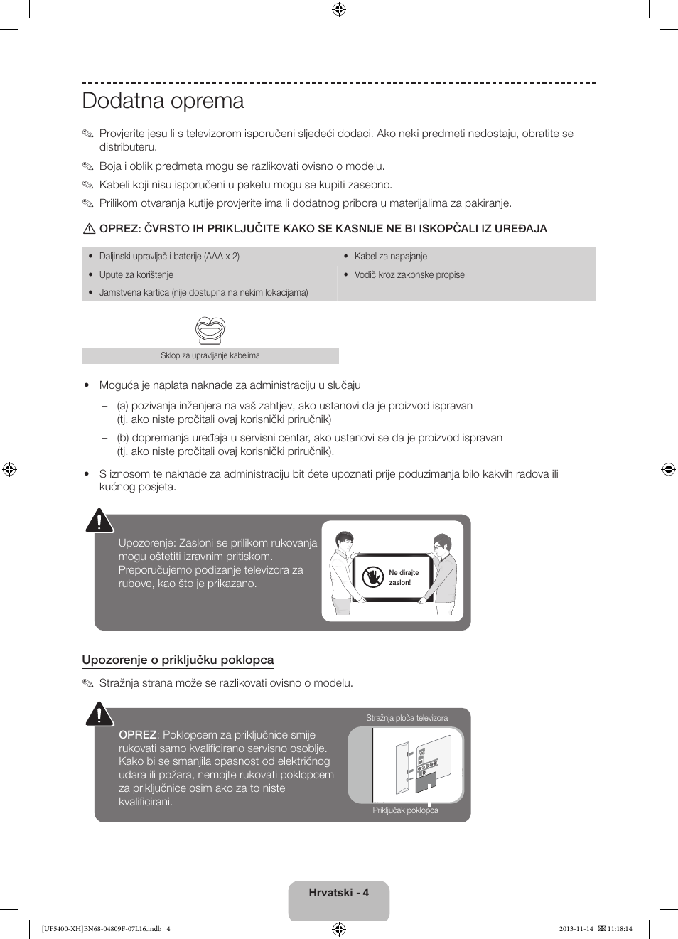 Dodatna oprema | Samsung UE22F5410AW User Manual | Page 94 / 289