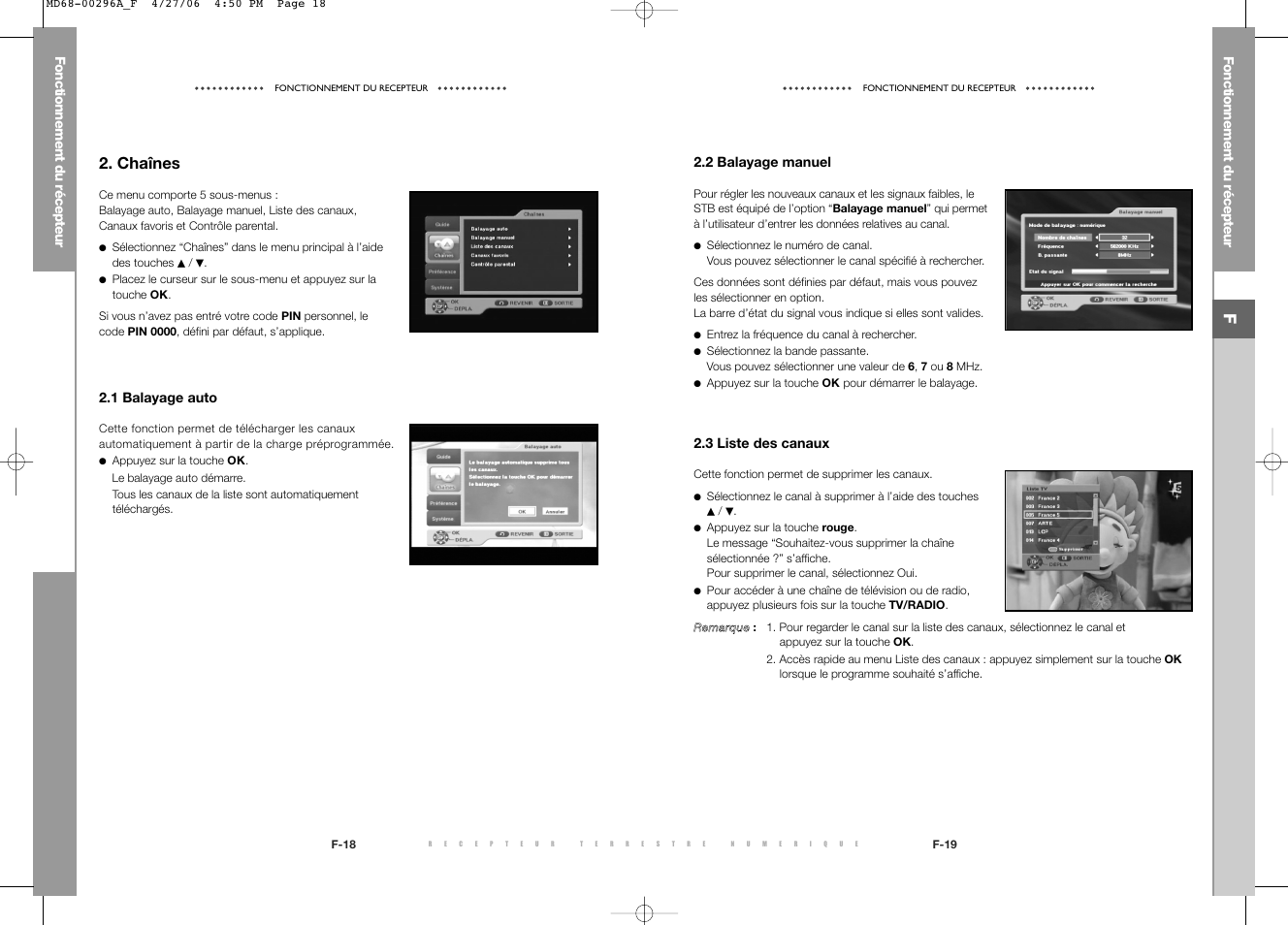 Chaînes | Samsung DTB-B360 User Manual | Page 12 / 62