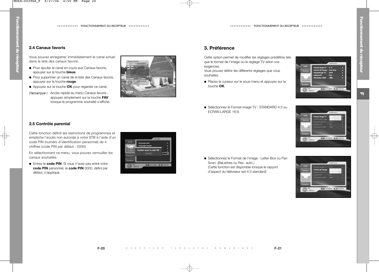 Préférence | Samsung DTB-B360 User Manual | Page 13 / 62