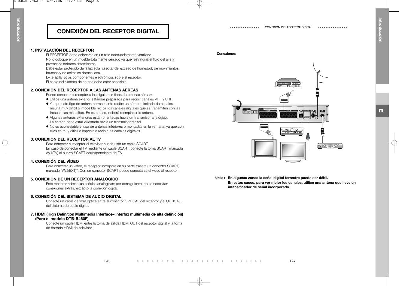 Conexión del receptor digital | Samsung DTB-B360 User Manual | Page 21 / 62