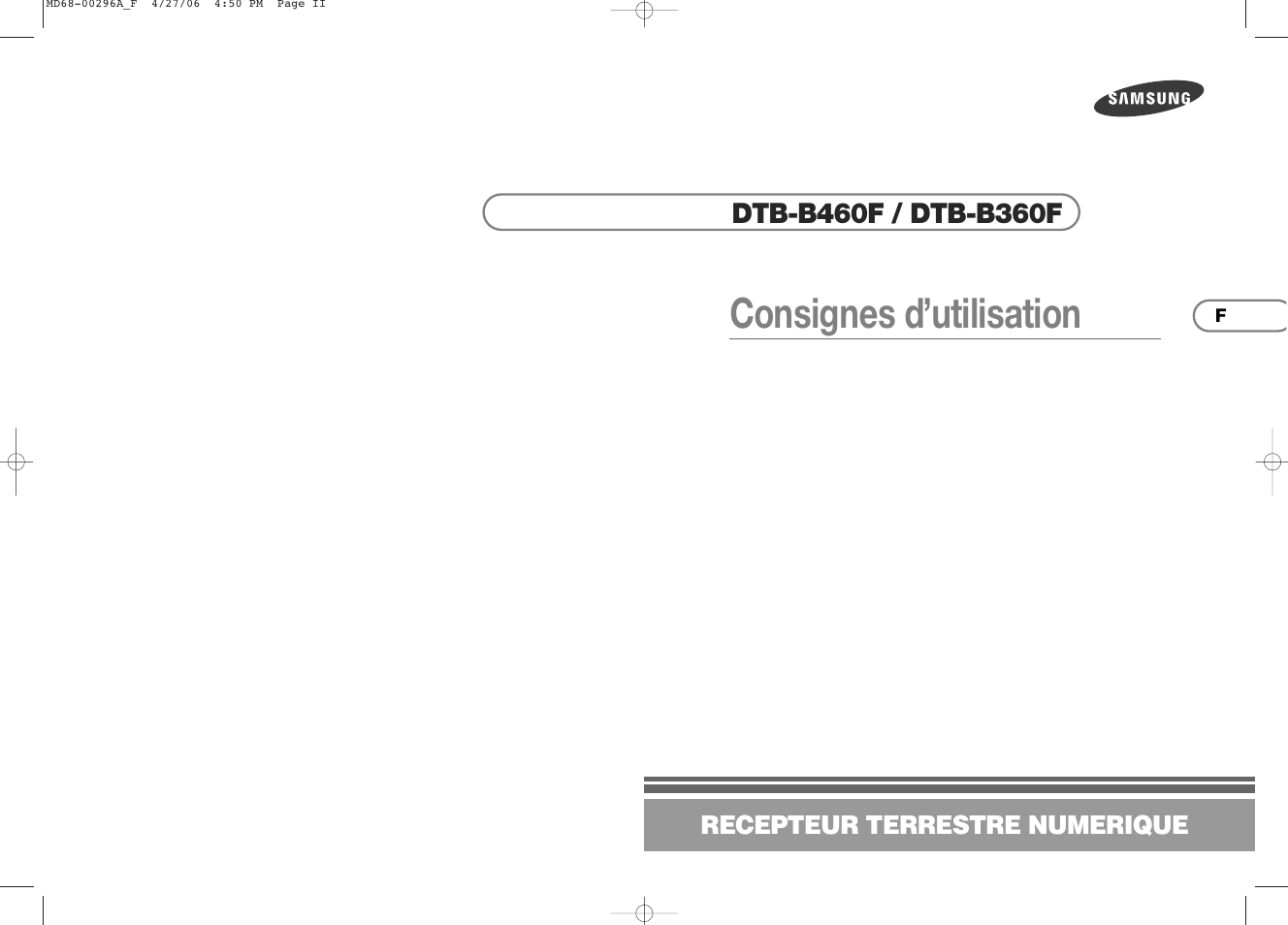 Consignes d’utilisation | Samsung DTB-B360 User Manual | Page 3 / 62