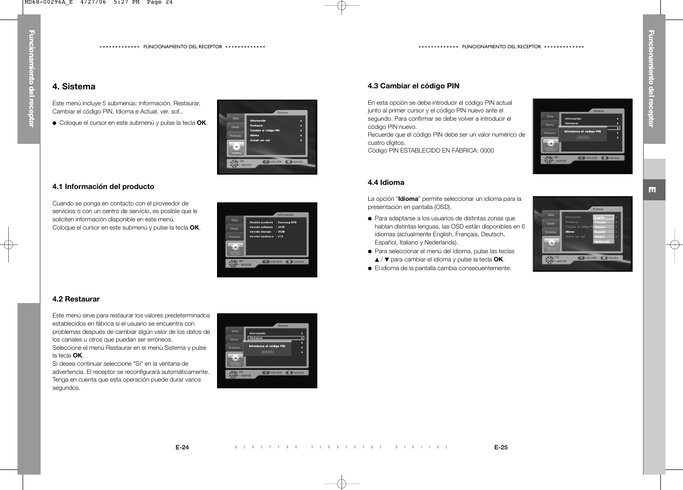 Sistema | Samsung DTB-B360 User Manual | Page 30 / 62