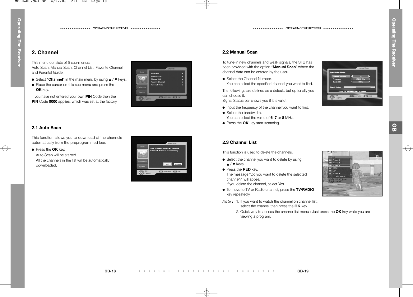 Channel | Samsung DTB-B360 User Manual | Page 42 / 62