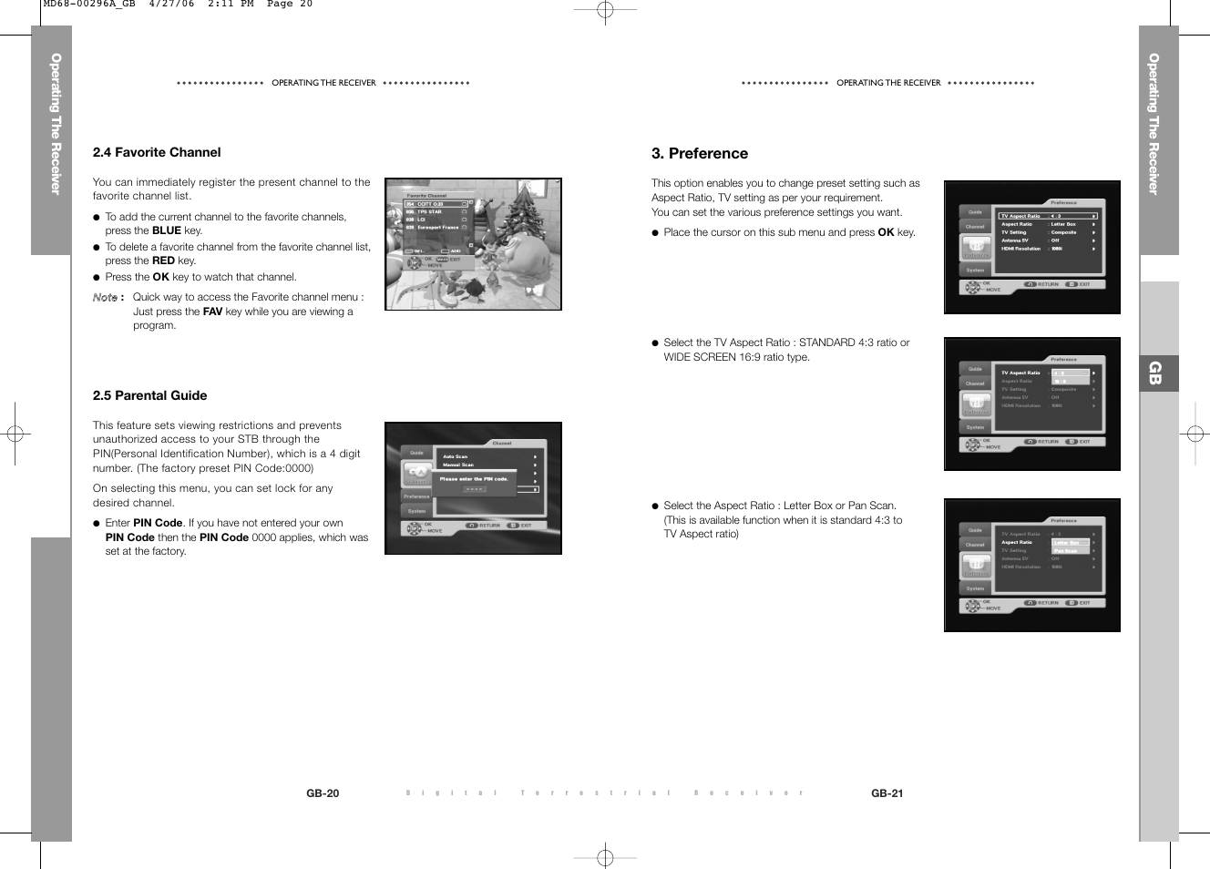 Preference | Samsung DTB-B360 User Manual | Page 43 / 62