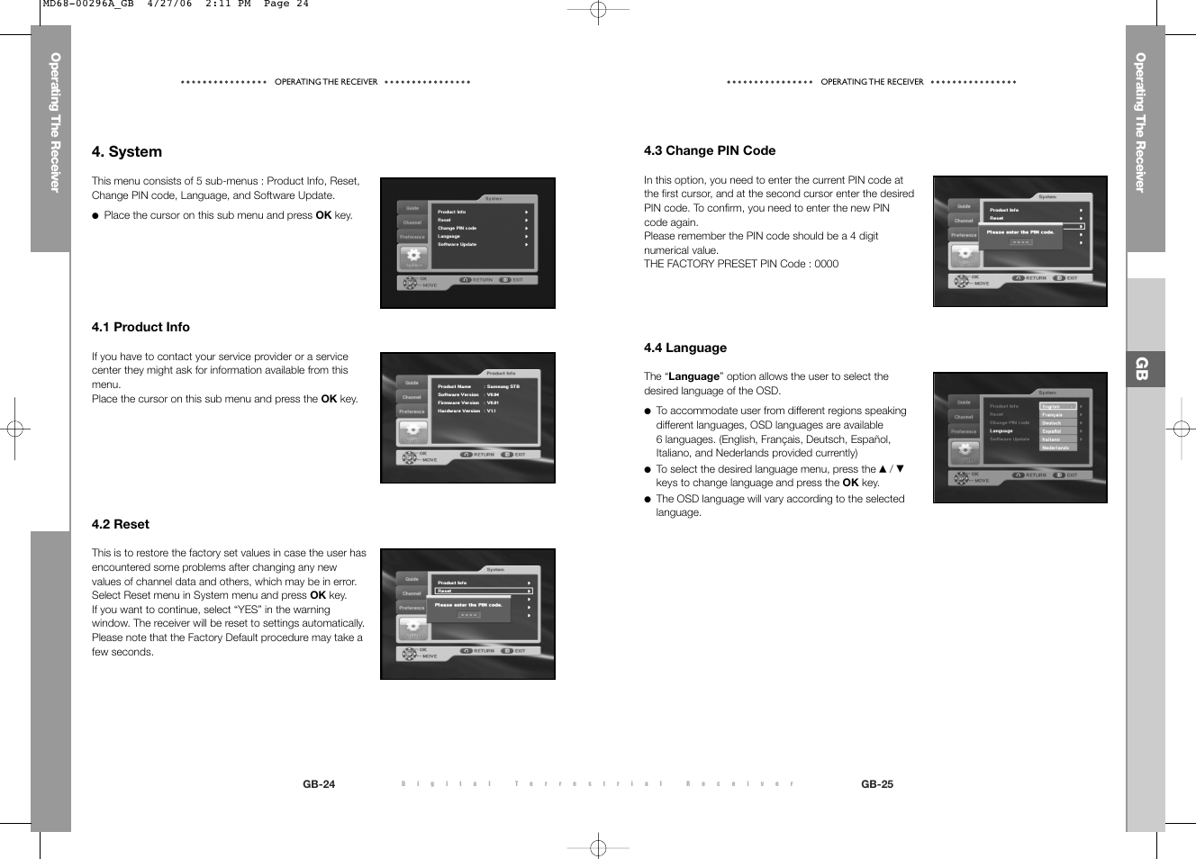 System | Samsung DTB-B360 User Manual | Page 45 / 62