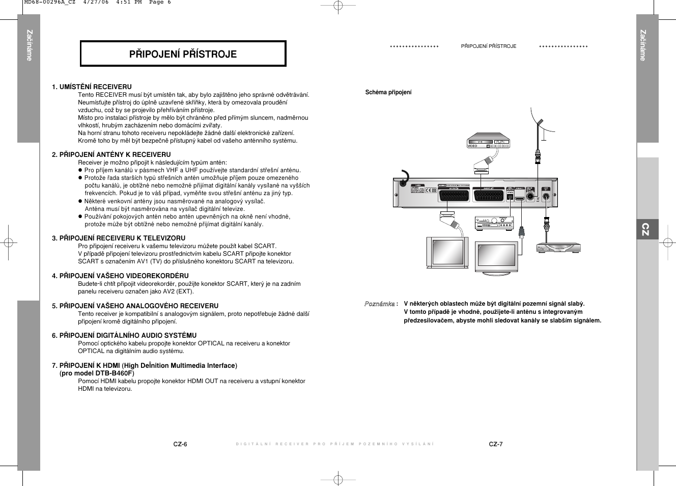 P¤ipojení p¤ístroje | Samsung DTB-B360 User Manual | Page 51 / 62