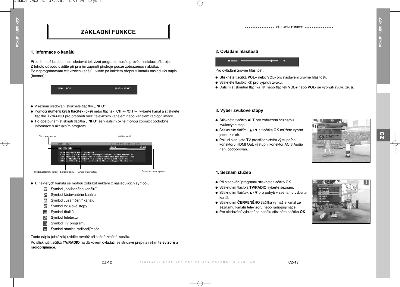 Základní funkce | Samsung DTB-B360 User Manual | Page 54 / 62