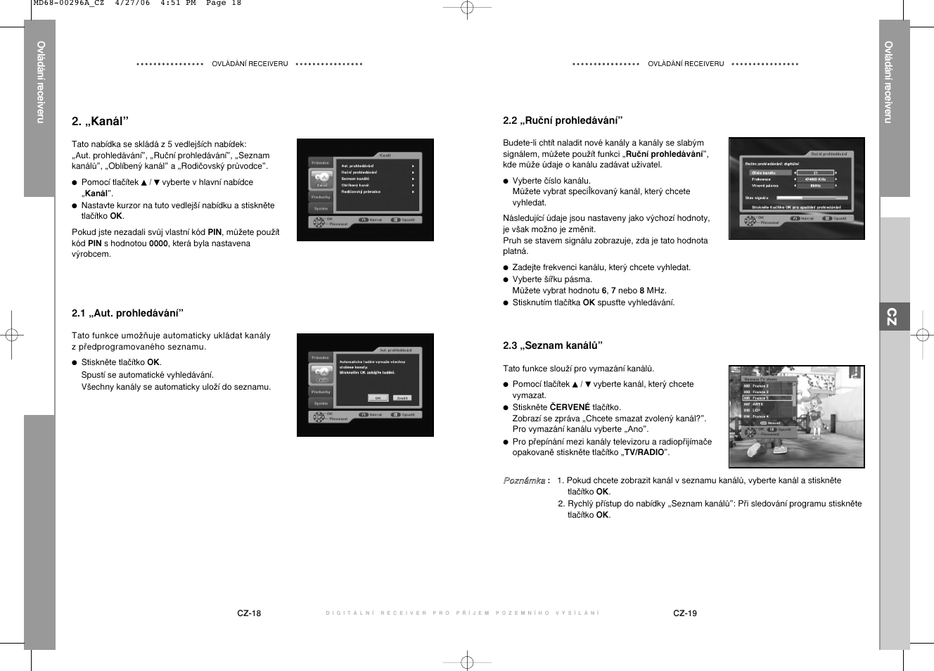 „kanál | Samsung DTB-B360 User Manual | Page 57 / 62