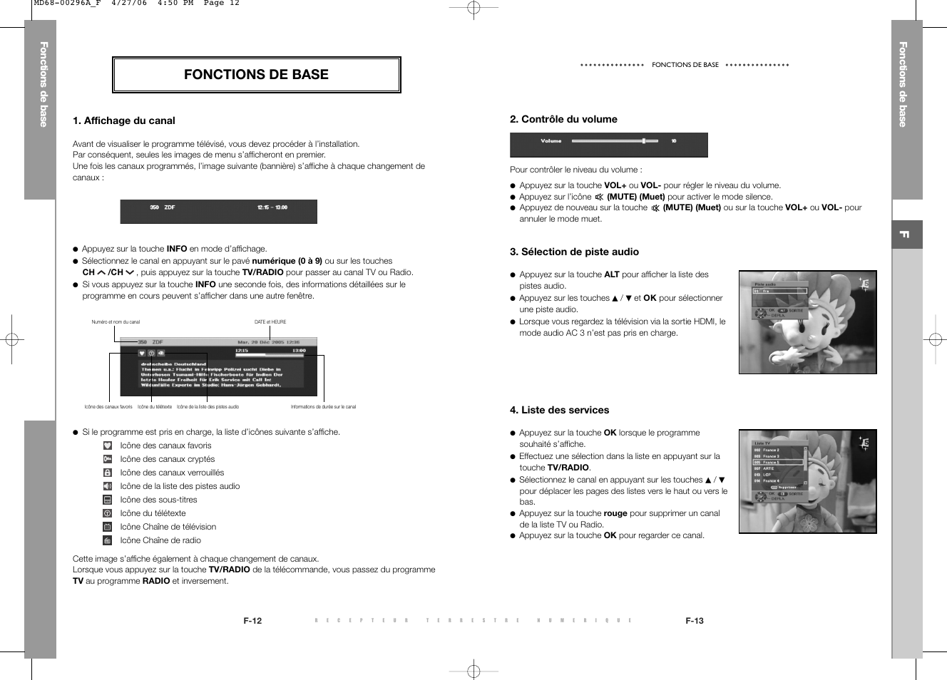 Fonctions de base | Samsung DTB-B360 User Manual | Page 9 / 62