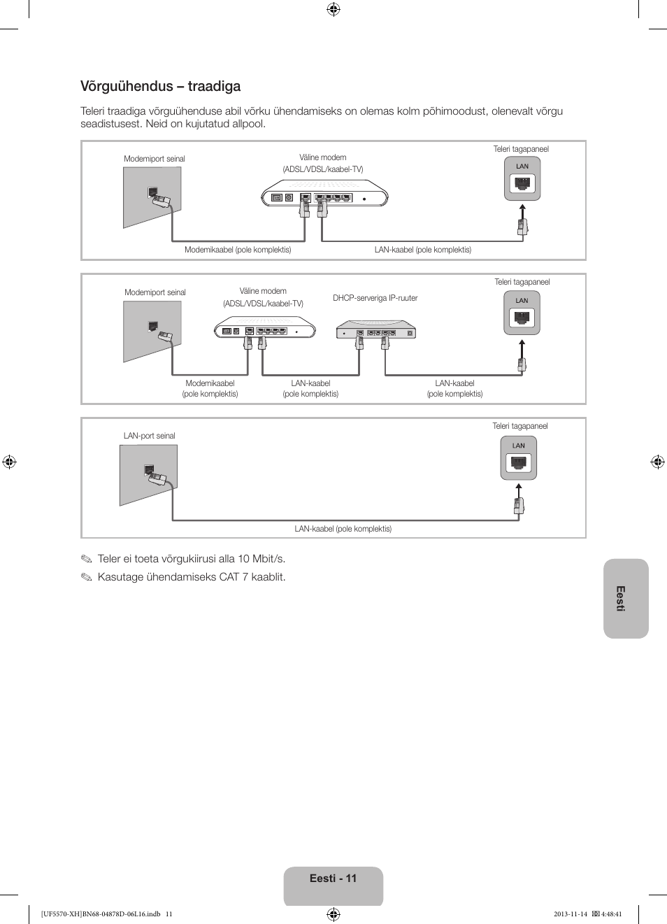 Võrguühendus – traadiga | Samsung UE46F5570SS User Manual | Page 281 / 289